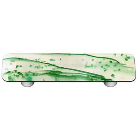Palacedesigns Mardi Gras Green with White Rectangle Glass Cabinet Pull - Black Post PA966885